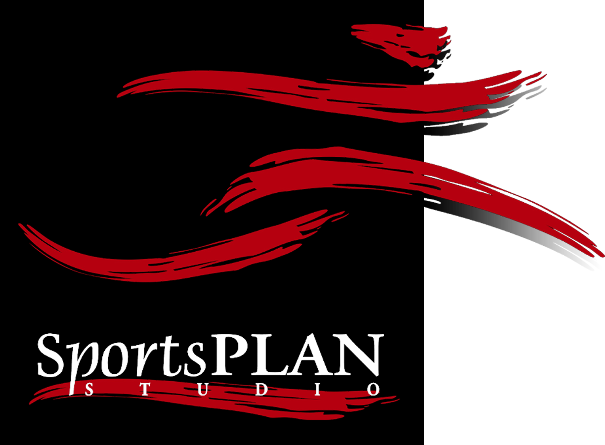 Sportsplan Studio logo of a stylized icon of a running man